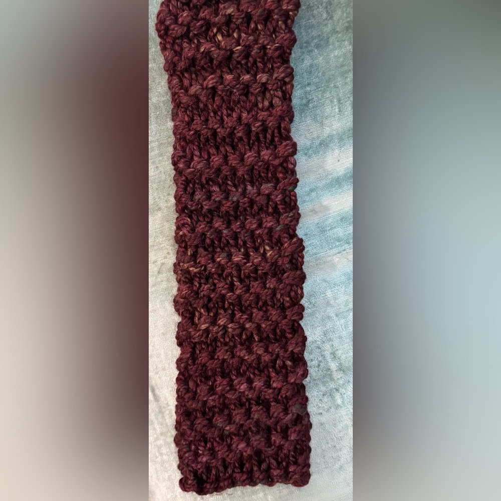 Handmade Hand Crafted Knit infinity scarf brown multicolored yarn - Picture 3 of 3